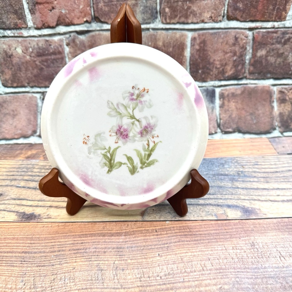 Antique Three Crown China Teapot Trivet Porcelain Floral Germany Shabby Chic